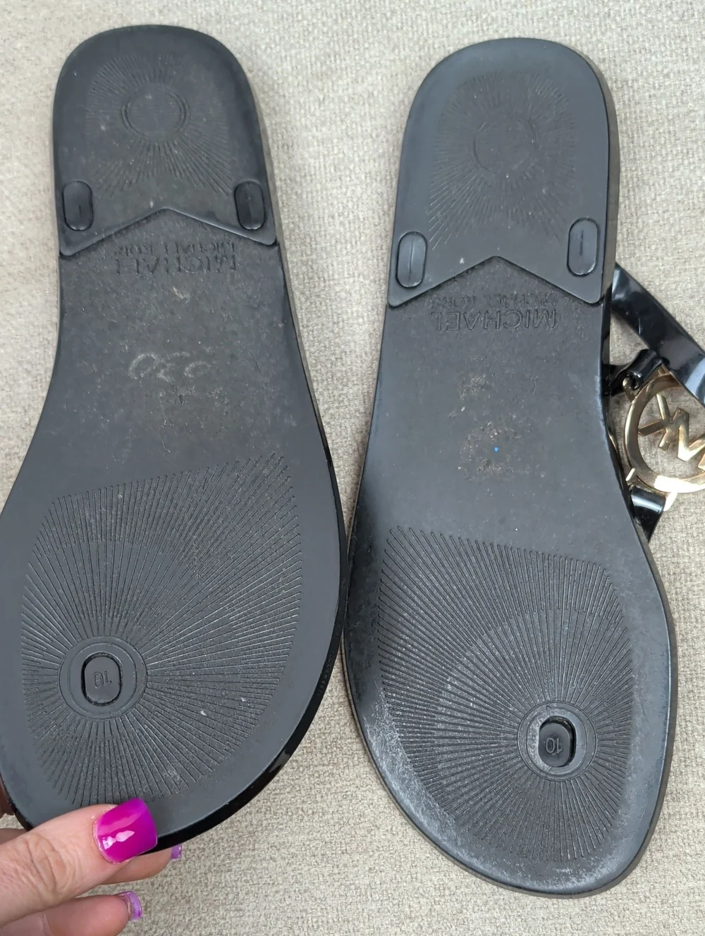 Michael Kors Black MK Logo Cork Sandals Size 10